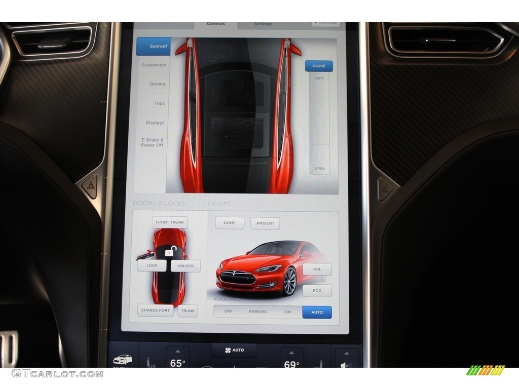2014 Model S P85D Performance - Red Multi-Coat / Black photo #14