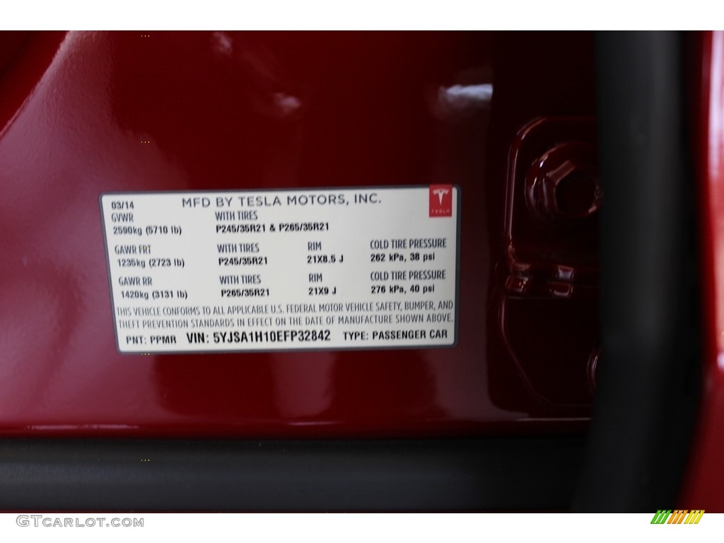 2014 Tesla Model S P85D Performance Info Tag Photo #114999299