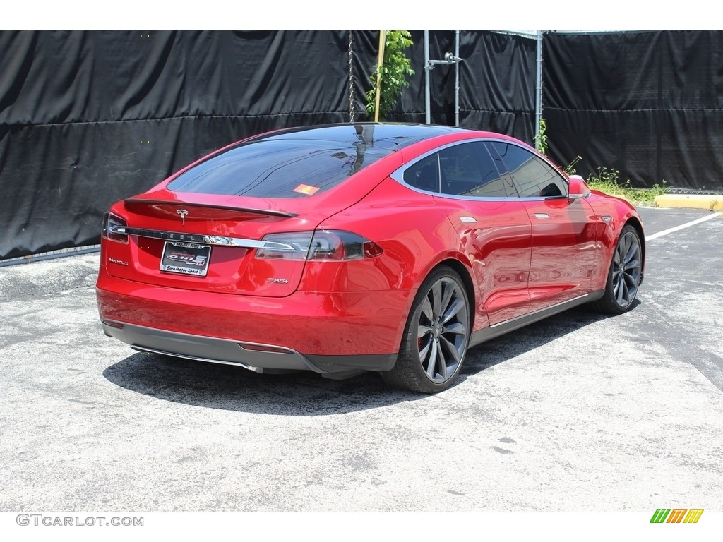 2014 Model S P85D Performance - Red Multi-Coat / Black photo #27