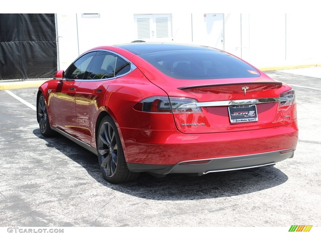 2014 Model S P85D Performance - Red Multi-Coat / Black photo #28