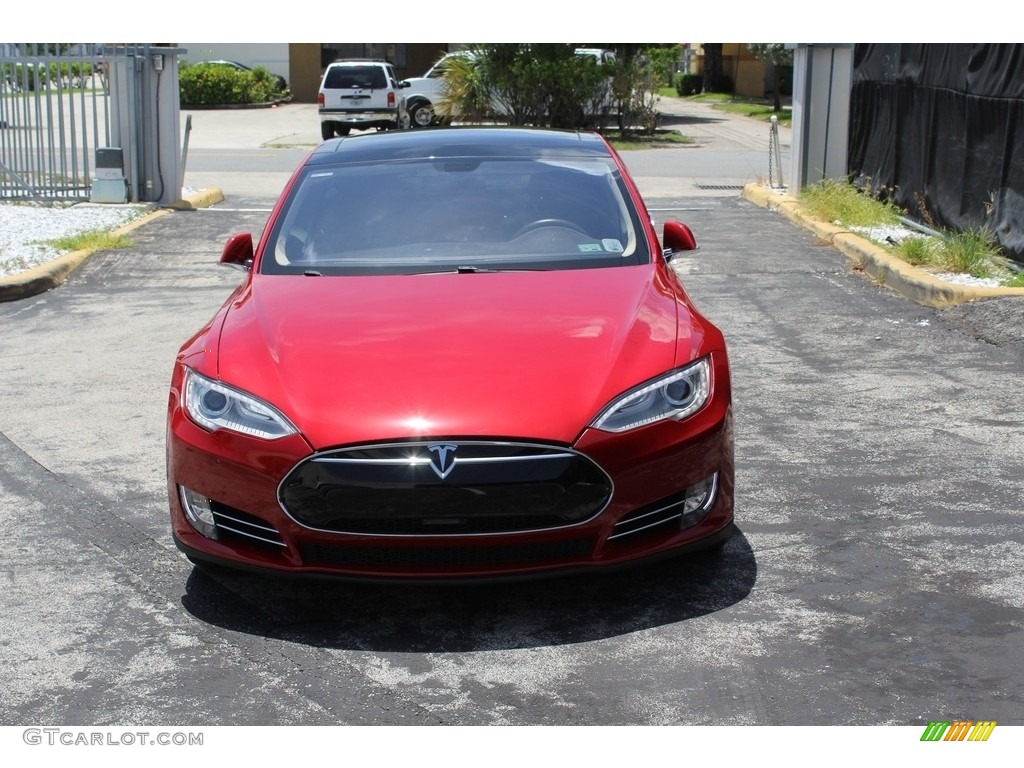 2014 Model S P85D Performance - Red Multi-Coat / Black photo #29