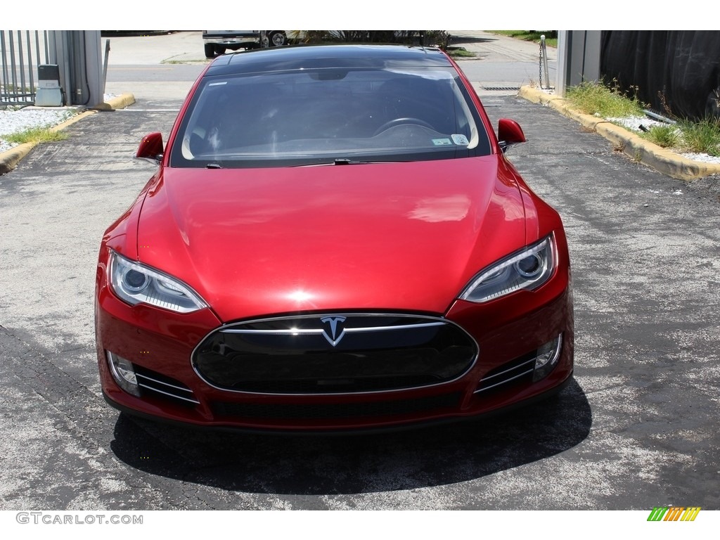 2014 Model S P85D Performance - Red Multi-Coat / Black photo #30