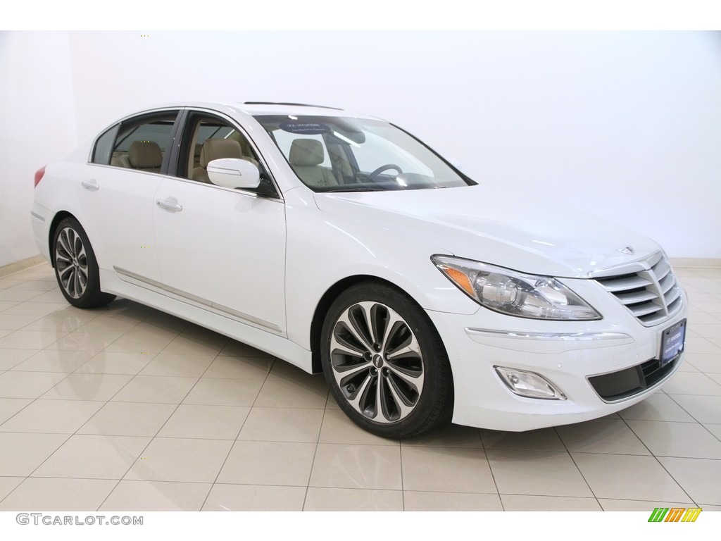 2013 Genesis 5.0 R Spec Sedan - White Satin Pearl / Cashmere photo #1