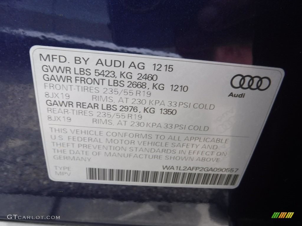 2016 Q5 2.0 TFSI Premium quattro - Scuba Blue Metallic / Chestnut Brown photo #39
