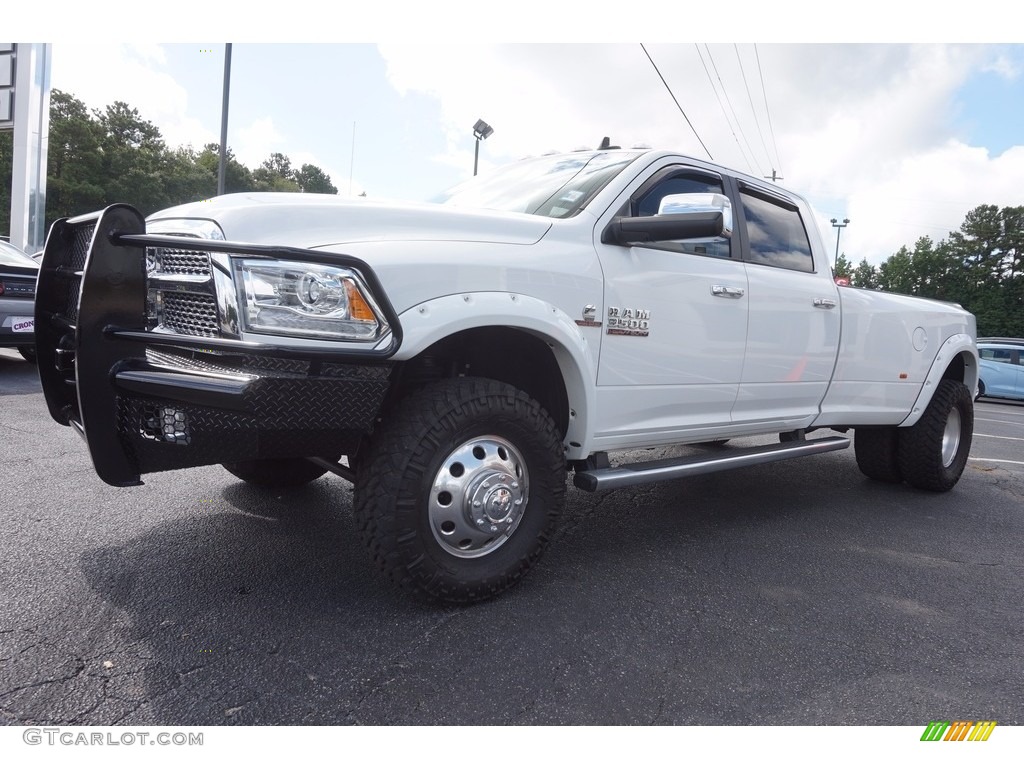 2014 3500 Laramie Crew Cab 4x4 Dually - Bright White / Canyon Brown/Light Frost Beige photo #3