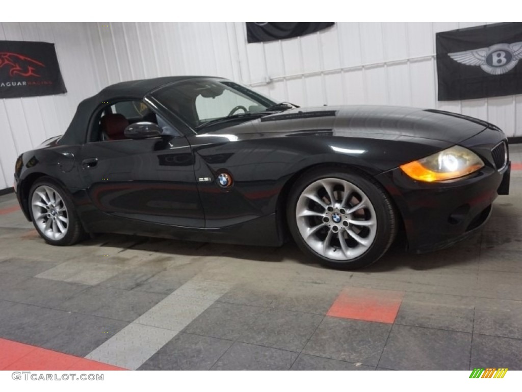 2003 Z4 2.5i Roadster - Black Sapphire Metallic / Red photo #6