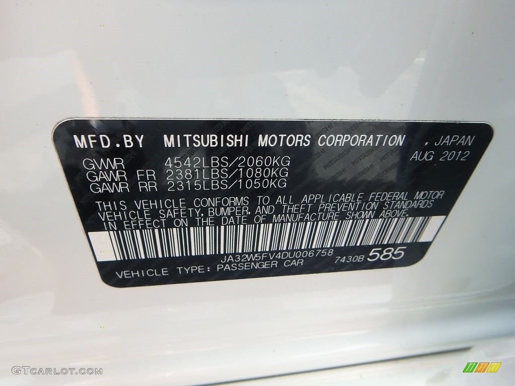 2013 Lancer Evolution MR - Wicked White / Black photo #19
