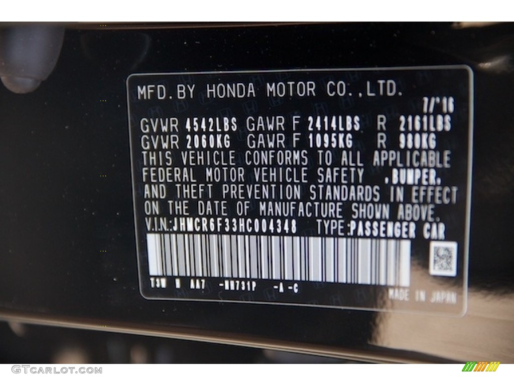 2017 Accord Color Code NH731P for Crystal Black Pearl Photo #115041851
