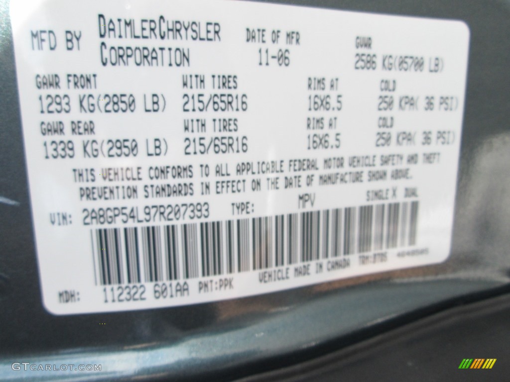 2007 Town & Country Touring - Magnesium Pearl / Medium Slate Gray photo #27