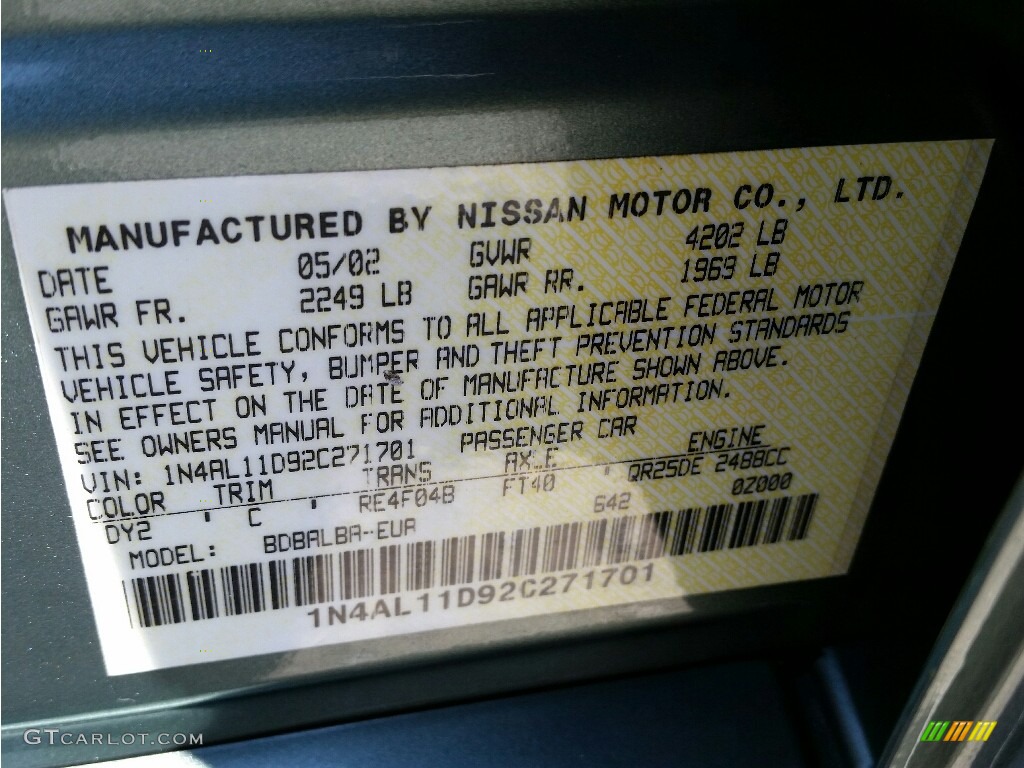 2002 Altima 2.5 S - Mystic Emerald Metallic / Blond Beige photo #16