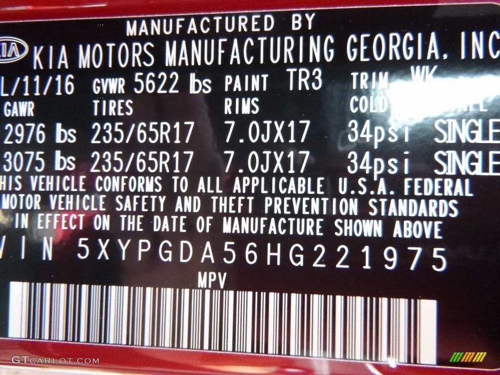 2017 Sorento LX V6 AWD - Remington Red / Black photo #16