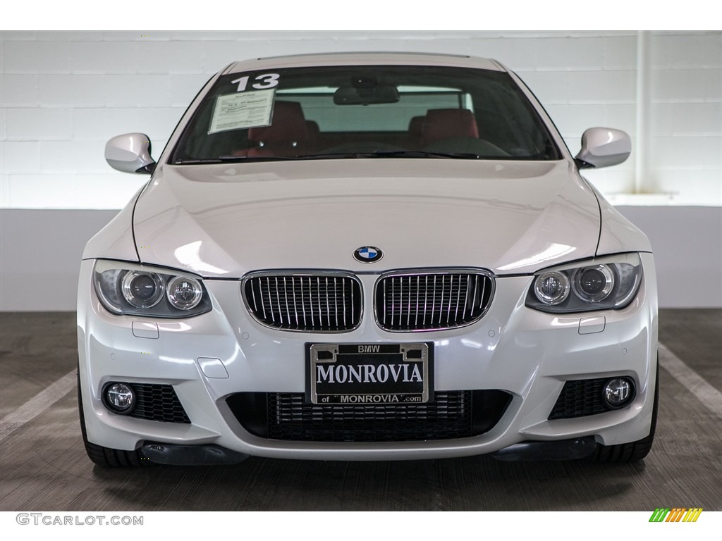 2013 3 Series 335i Coupe - Mineral White Metallic / Coral Red/Black photo #2