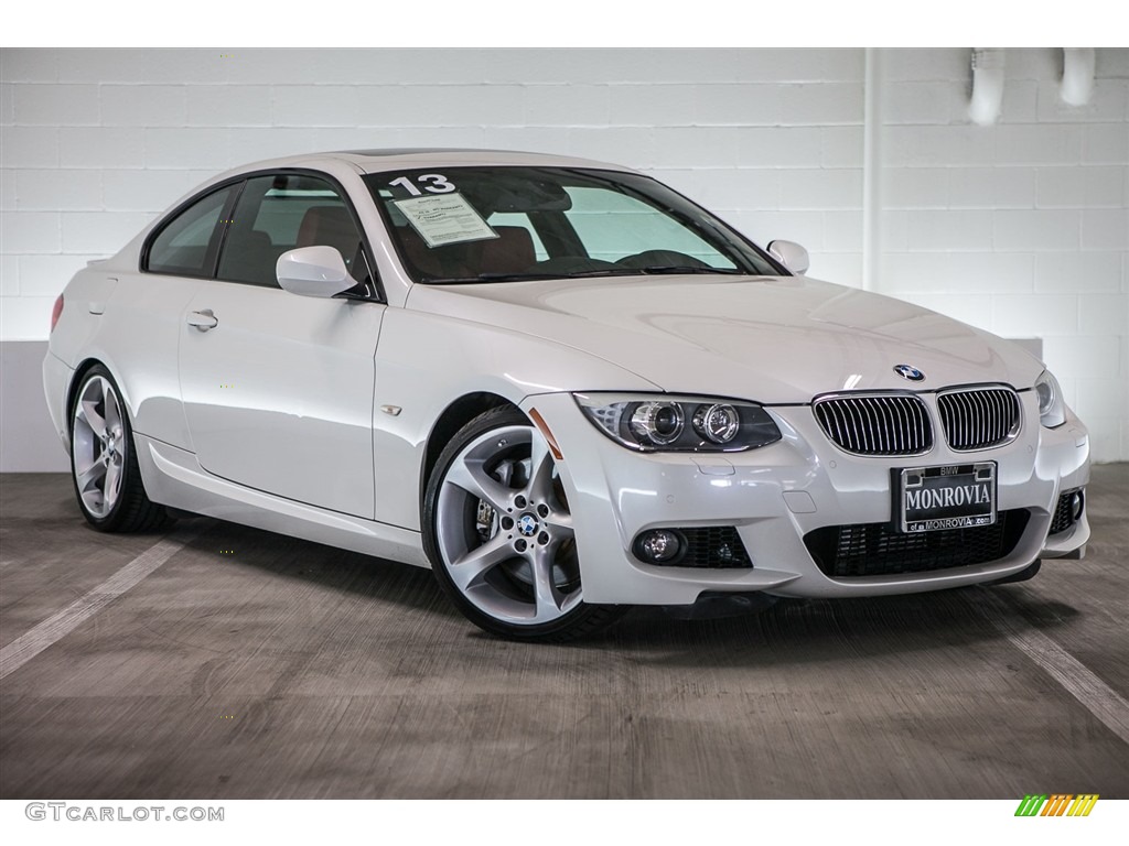 2013 3 Series 335i Coupe - Mineral White Metallic / Coral Red/Black photo #12