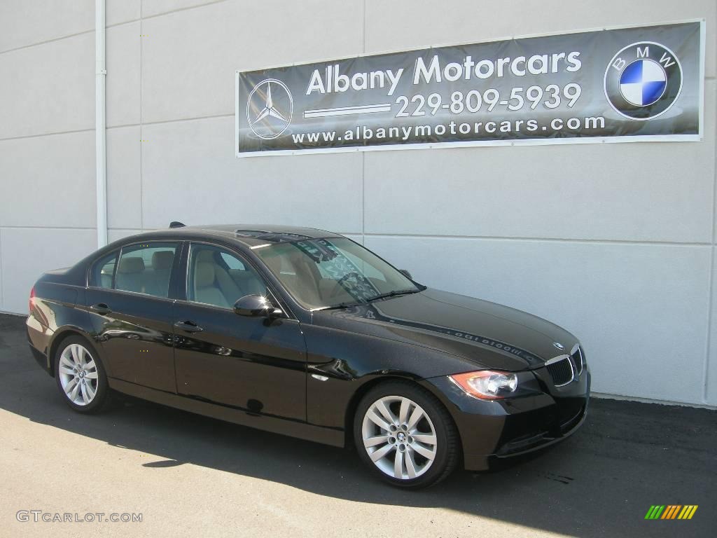 2006 3 Series 325i Sedan - Jet Black / Beige photo #14