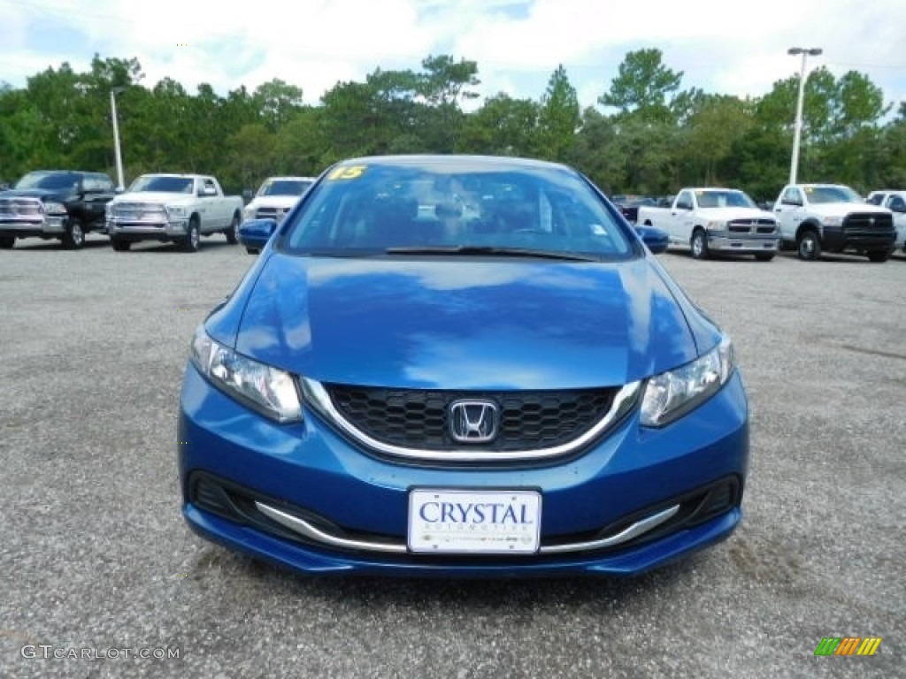 2015 Civic LX Sedan - Dyno Blue Pearl / Gray photo #13