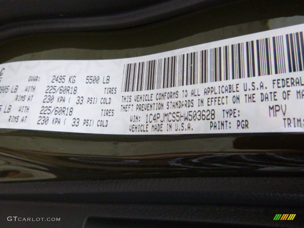 2017 Cherokee Color Code PGR for Recon Green Photo #115111752