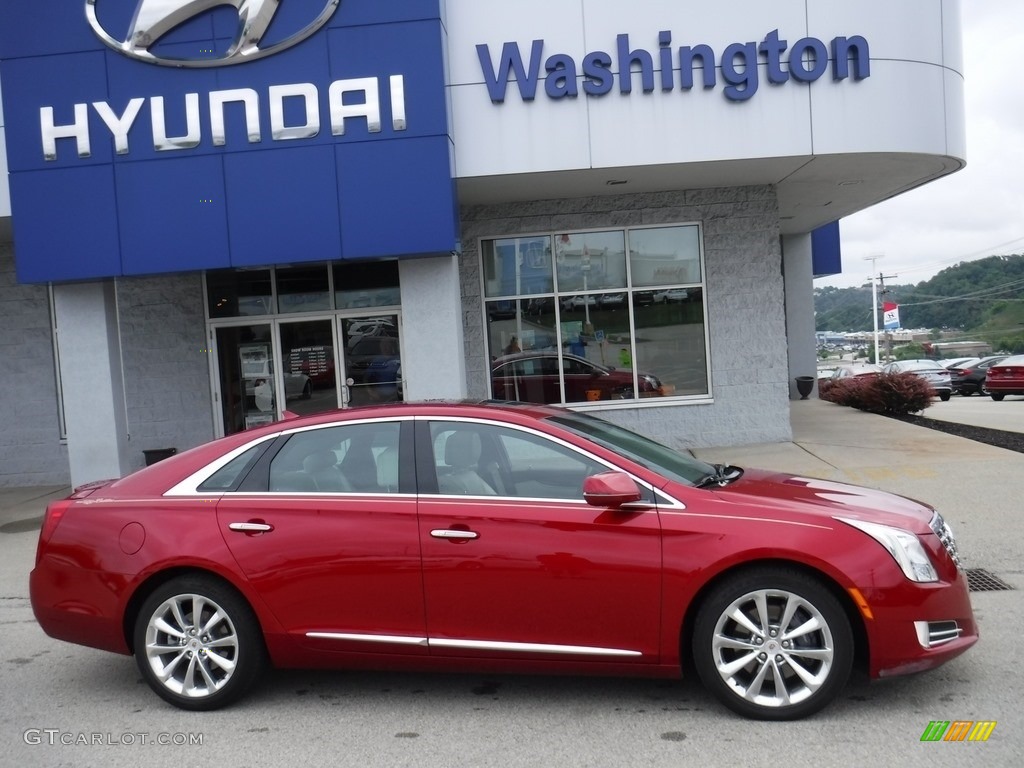 2013 XTS Premium AWD - Crystal Red Tintcoat / Caramel/Jet Black photo #2