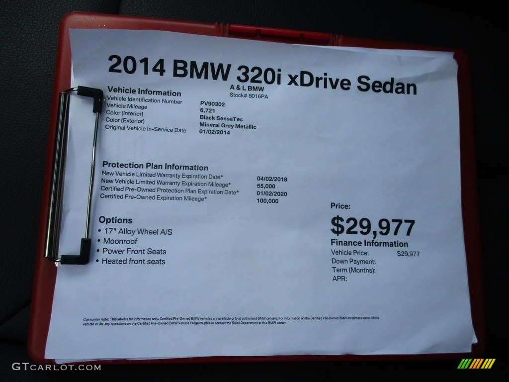 2014 3 Series 320i xDrive Sedan - Mineral Grey Metallic / Black photo #12