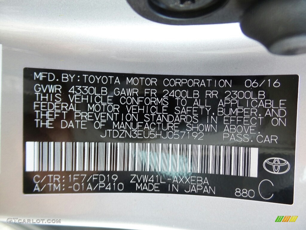 2017 Toyota Prius v Two Color Code Photos