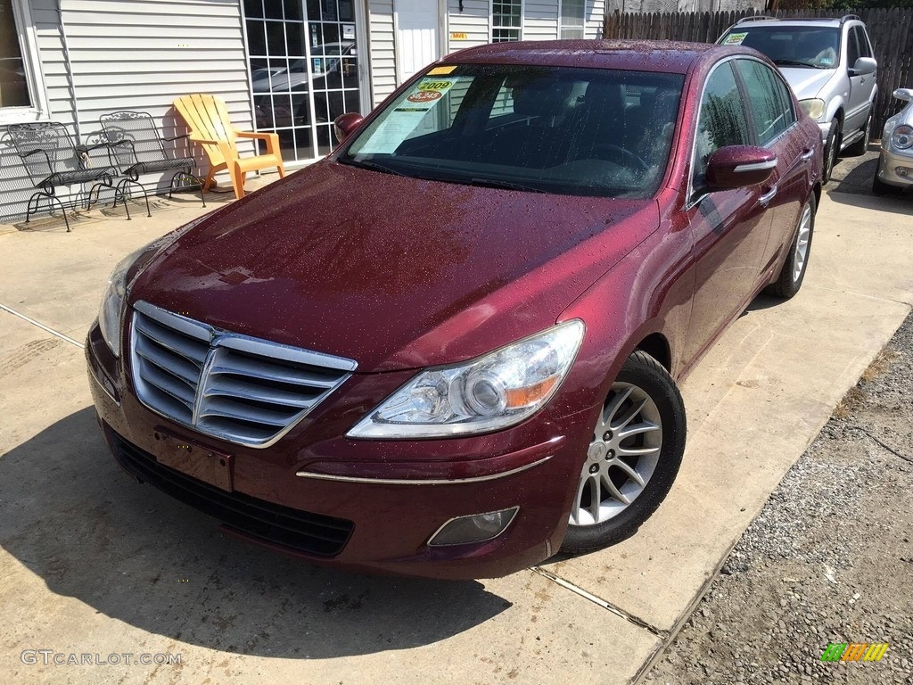 2009 Genesis 3.8 Sedan - Cabernet Red Pearl / Black photo #1