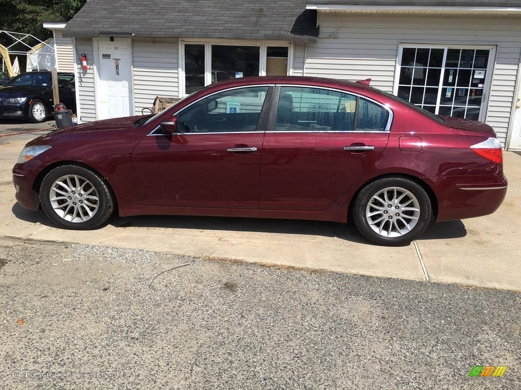 2009 Genesis 3.8 Sedan - Cabernet Red Pearl / Black photo #3