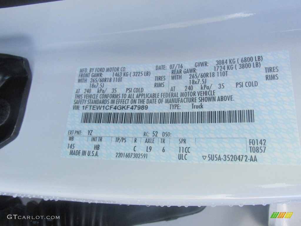 2016 F150 Lariat SuperCrew - Oxford White / Black photo #35