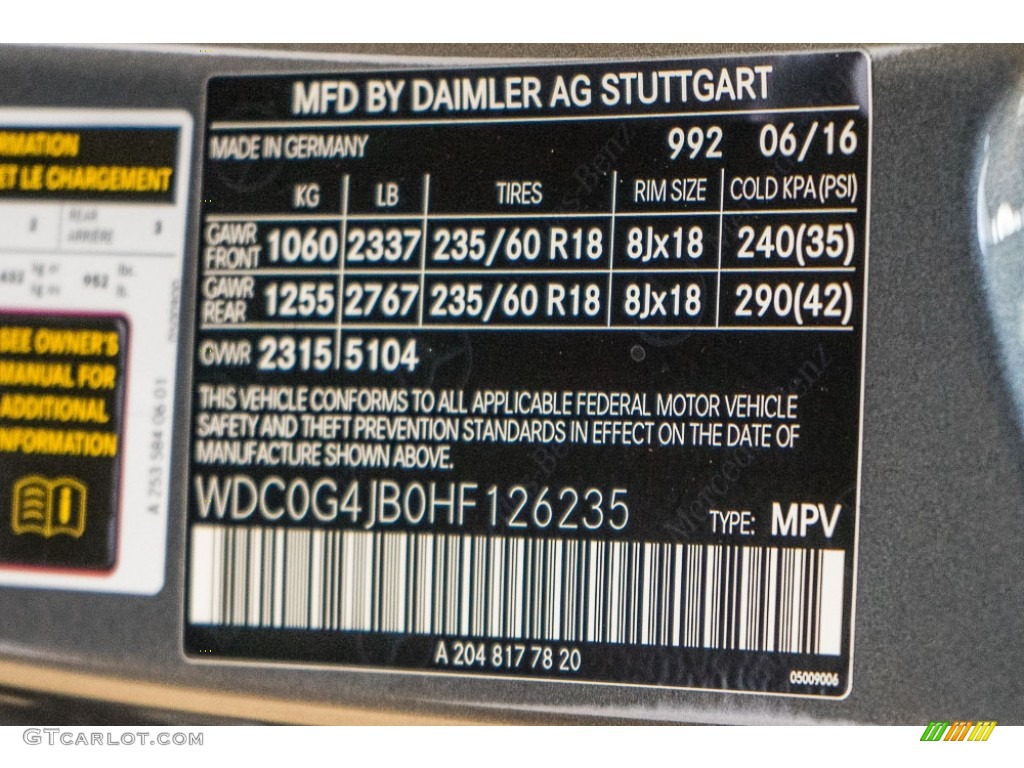 2017 GLC Color Code 992 for Selenite Grey Metallic Photo #115198743