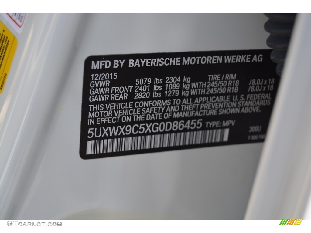 2016 BMW X3 xDrive28i Color Code Photos
