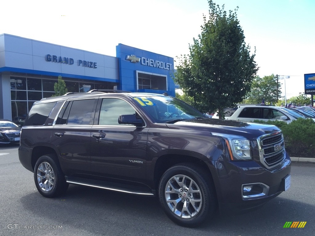 2015 Yukon SLT 4WD - Midnight Amethyst Metallic / Cocoa/Dune photo #4