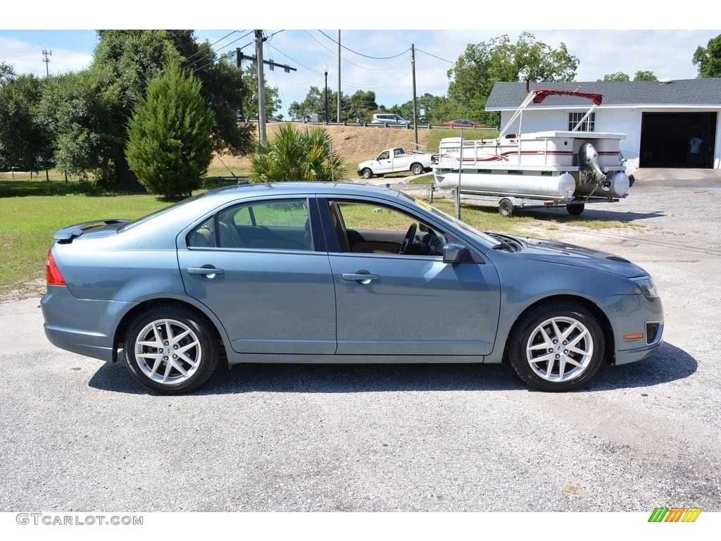 2012 Fusion SEL V6 - Steel Blue Metallic / Camel photo #2
