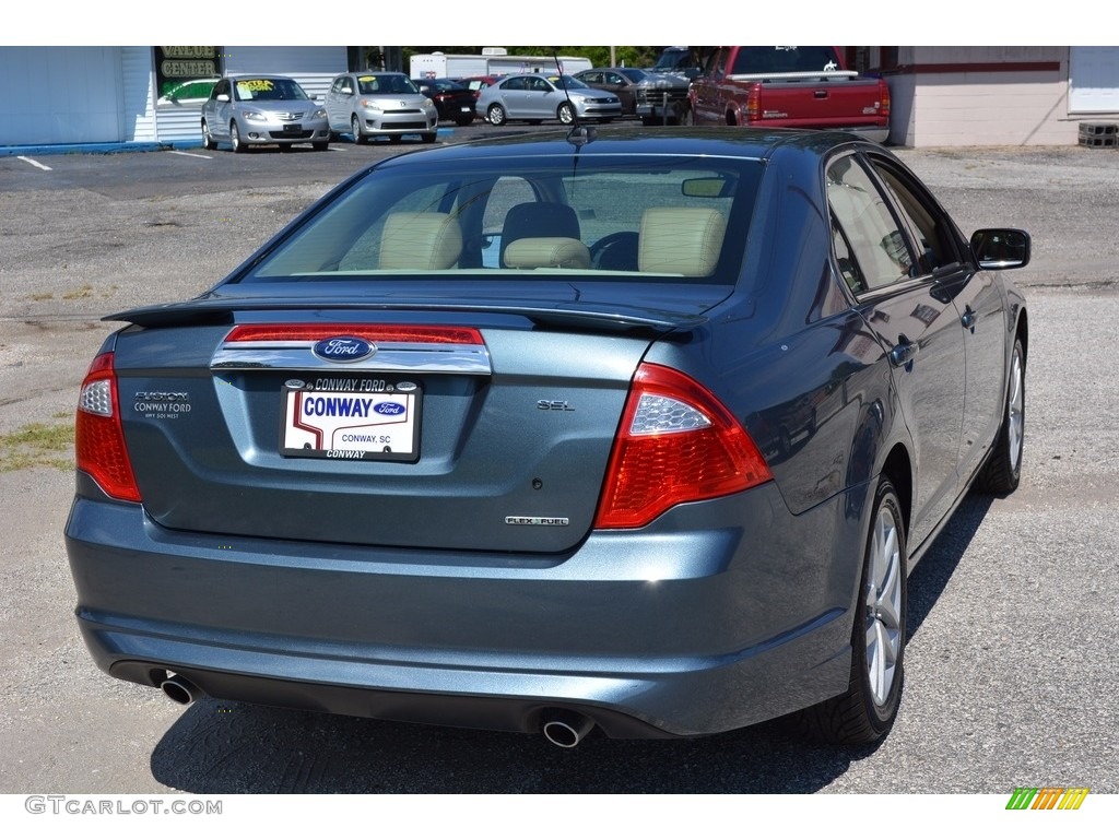 2012 Fusion SEL V6 - Steel Blue Metallic / Camel photo #3