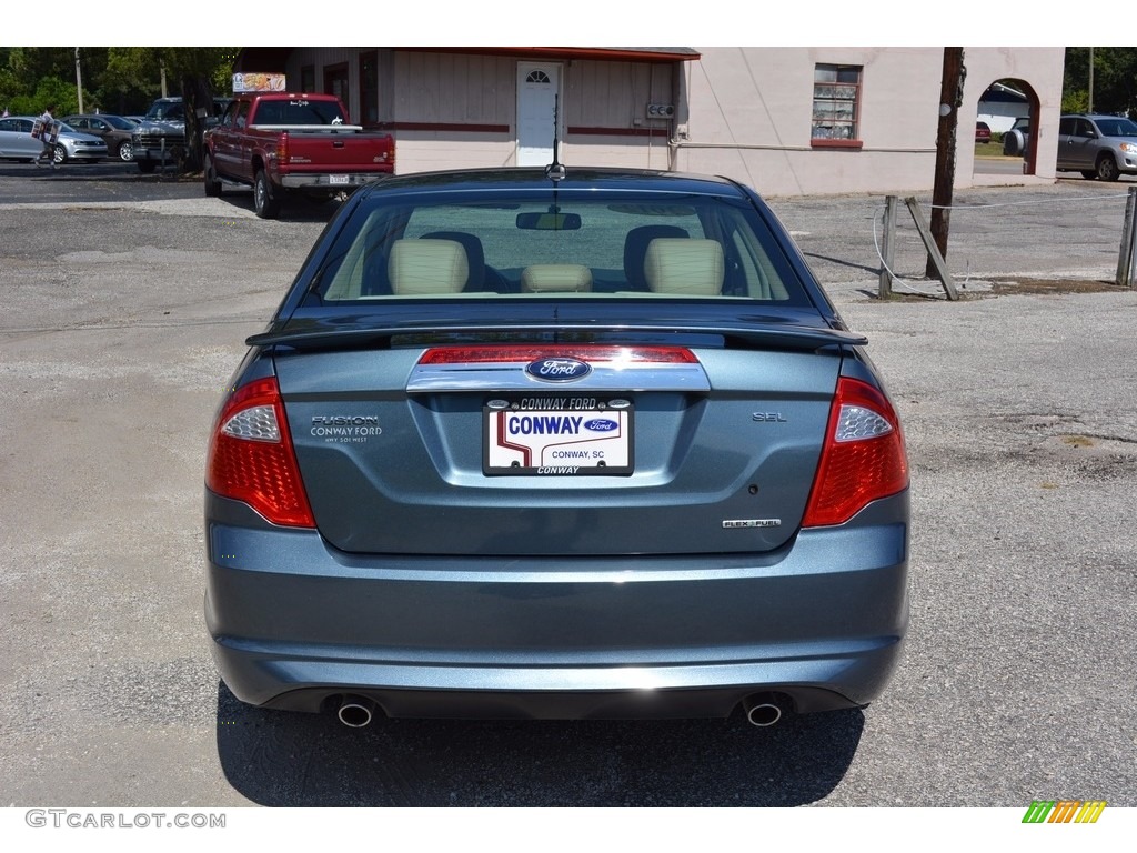 2012 Fusion SEL V6 - Steel Blue Metallic / Camel photo #4