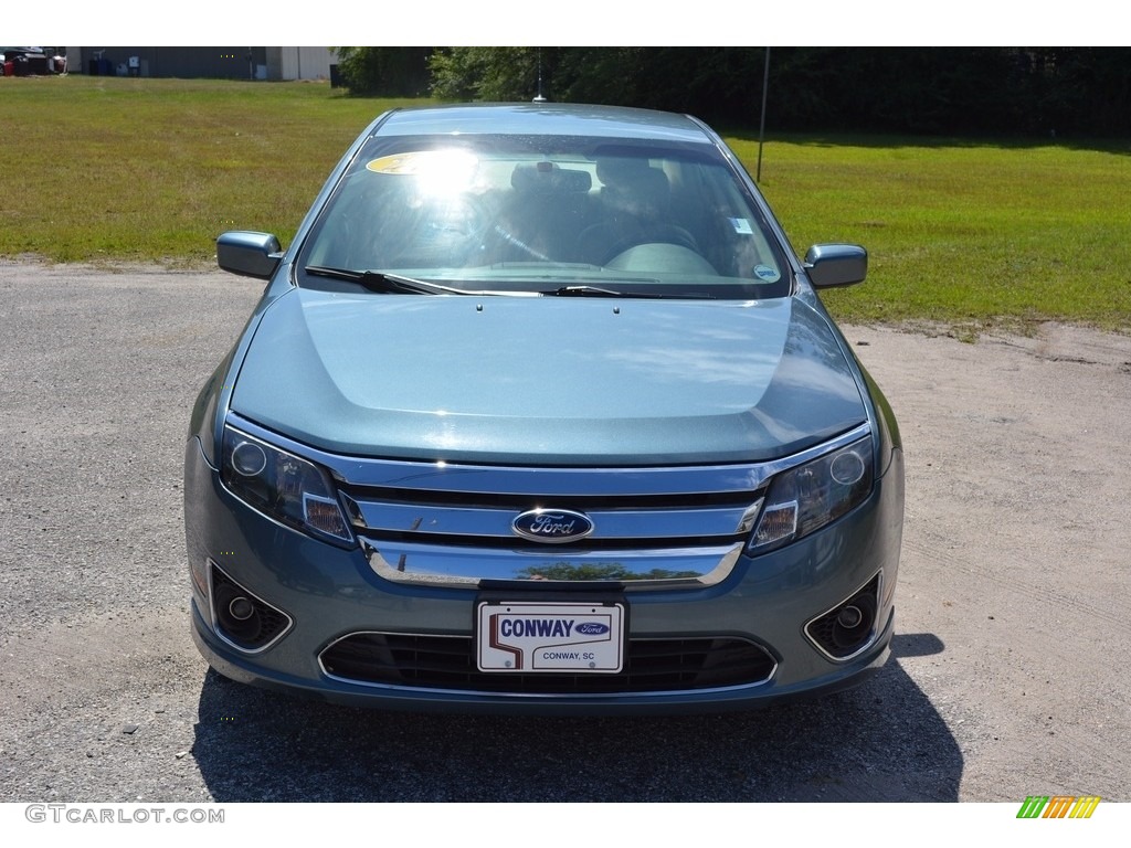 2012 Fusion SEL V6 - Steel Blue Metallic / Camel photo #9