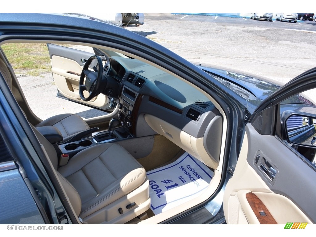 2012 Fusion SEL V6 - Steel Blue Metallic / Camel photo #26