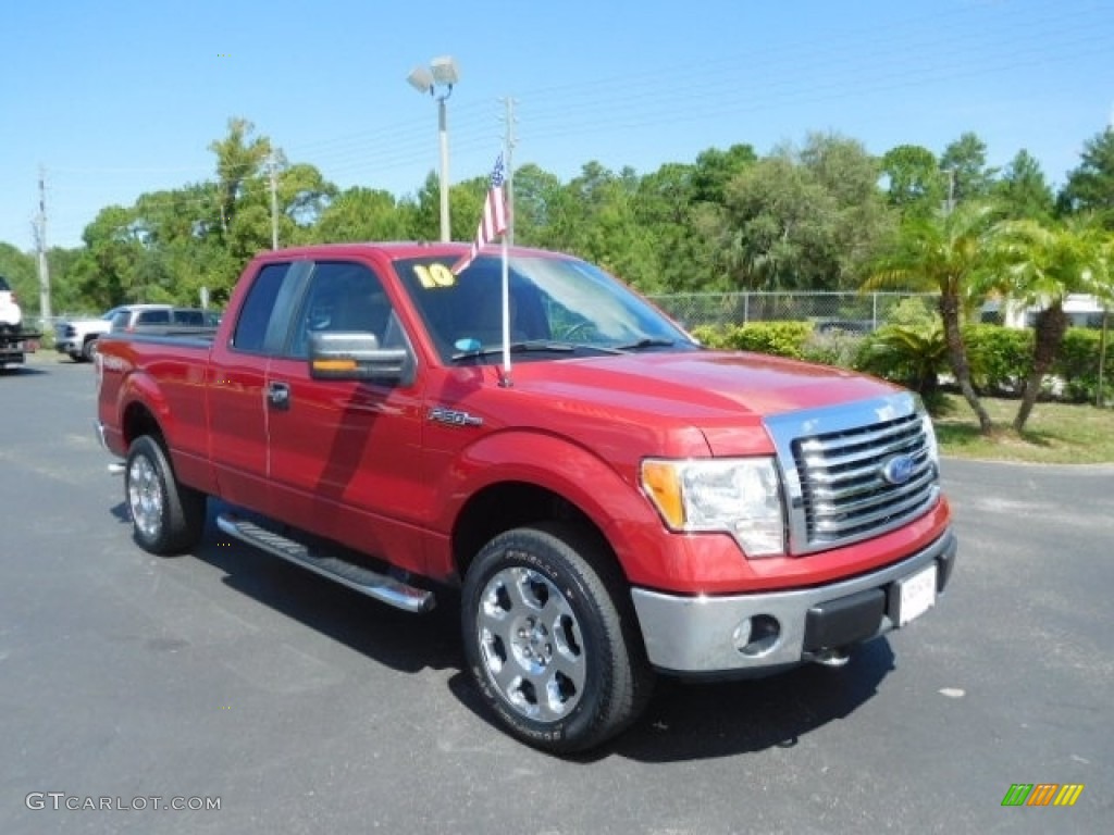 2010 F150 XL SuperCab 4x4 - Red Candy Metallic / Tan photo #10