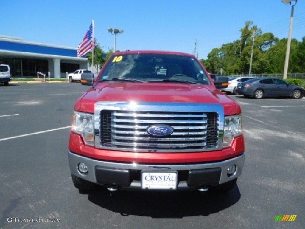 2010 F150 XL SuperCab 4x4 - Red Candy Metallic / Tan photo #13