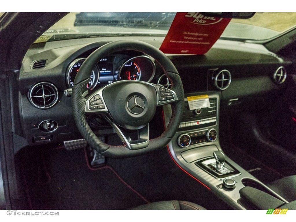 2017 Mercedes-Benz SLC 43 AMG Roadster Black/DINAMICA w/Red Stitching Dashboard Photo #115251325