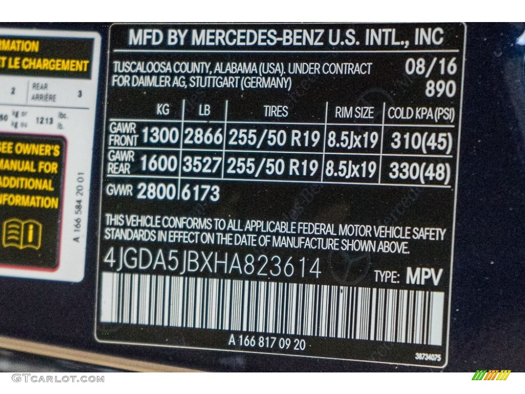 2017 GLE Color Code 890 for Lunar Blue Metallic Photo #115252948