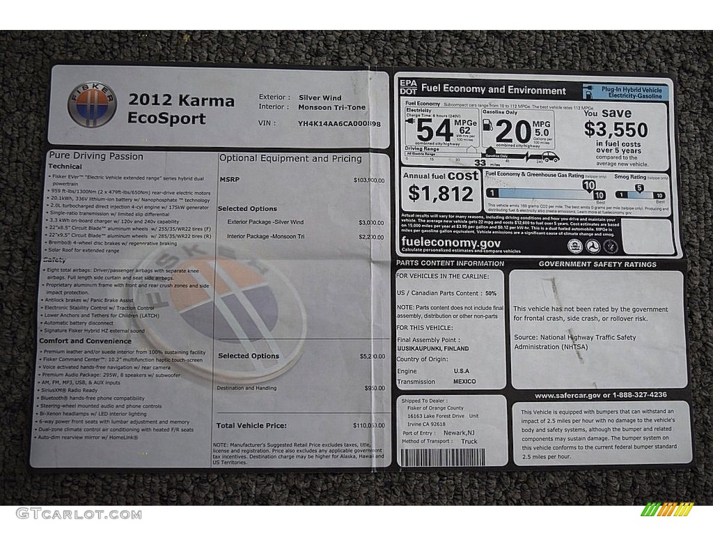 2012 Karma EcoSport - Silver Wind / Monsoon Tritone photo #106