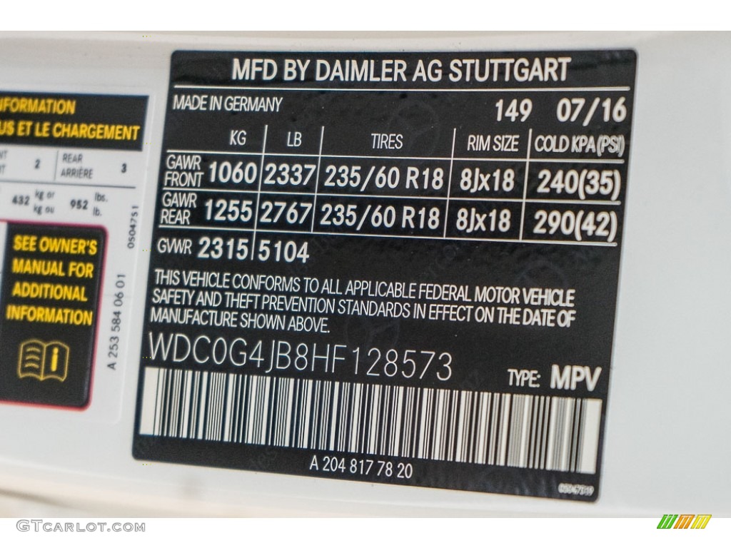2017 GLC Color Code 149 for Polar White Photo #115269838