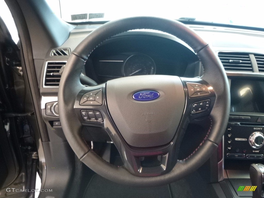2017 Ford Explorer Sport 4WD Ebony Black Steering Wheel Photo #115272067