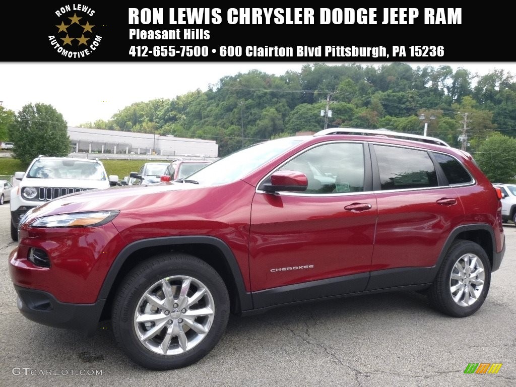 2017 Cherokee Limited 4x4 - Deep Cherry Red Crystal Pearl / Black/Light Frost Beige photo #1