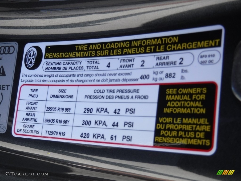 2017 Audi S5 3.0 TFSI quattro Cabriolet Info Tag Photo #115281193