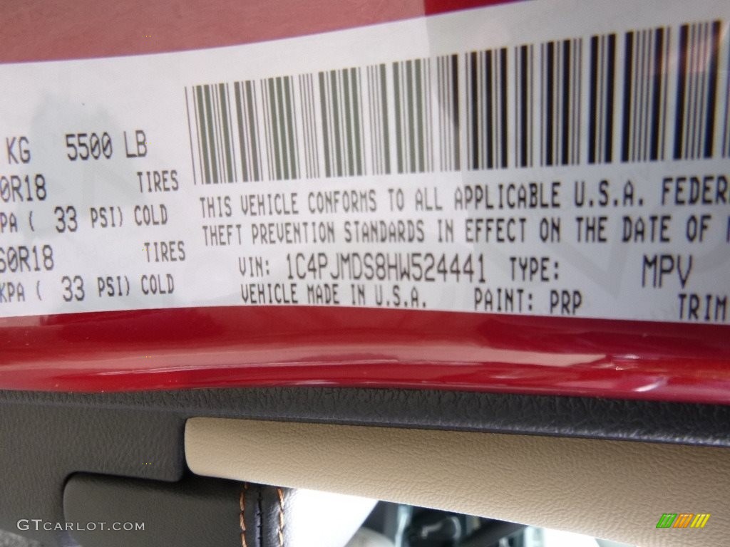 2017 Cherokee Color Code PRP for Deep Cherry Red Crystal Pearl Photo #115281423