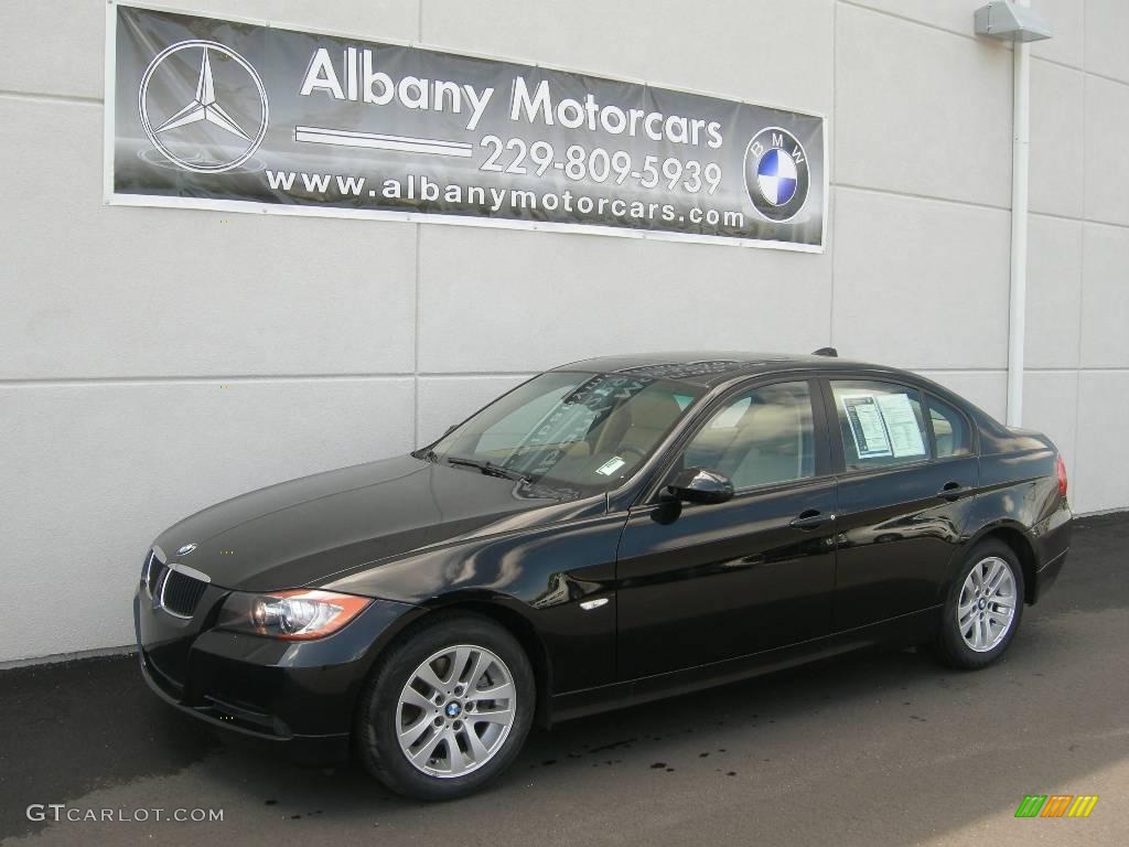 2007 3 Series 328i Sedan - Jet Black / Beige photo #2