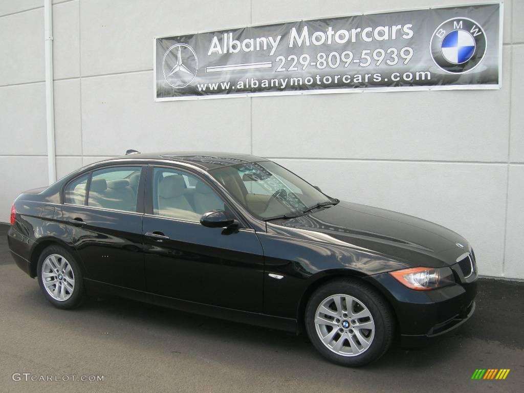 2007 3 Series 328i Sedan - Jet Black / Beige photo #14