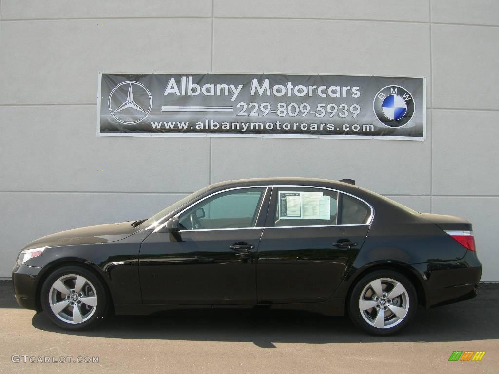 2007 5 Series 525i Sedan - Jet Black / Beige photo #1