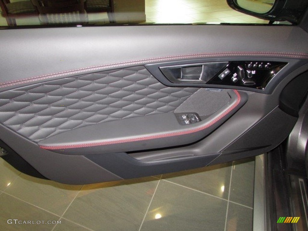 2017 Jaguar F-TYPE Coupe SVR Quilted Jet W/Red Stitching Door Panel Photo #115309700
