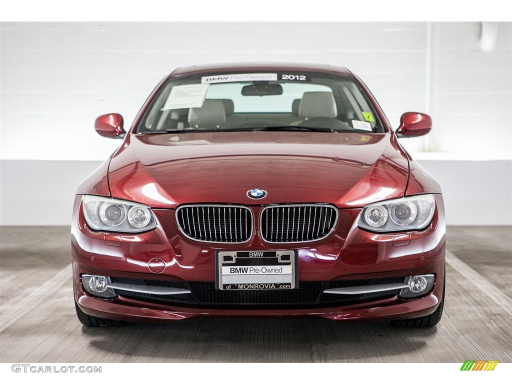 2012 3 Series 328i Coupe - Vermilion Red Metallic / Oyster/Black photo #2