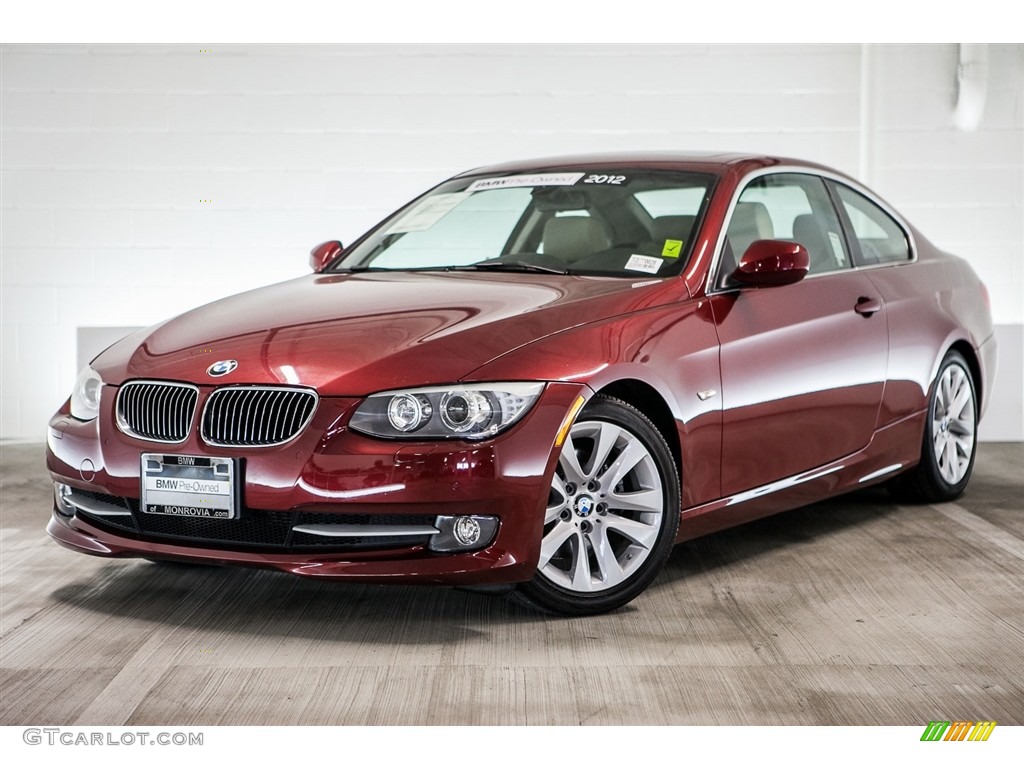 2012 3 Series 328i Coupe - Vermilion Red Metallic / Oyster/Black photo #14
